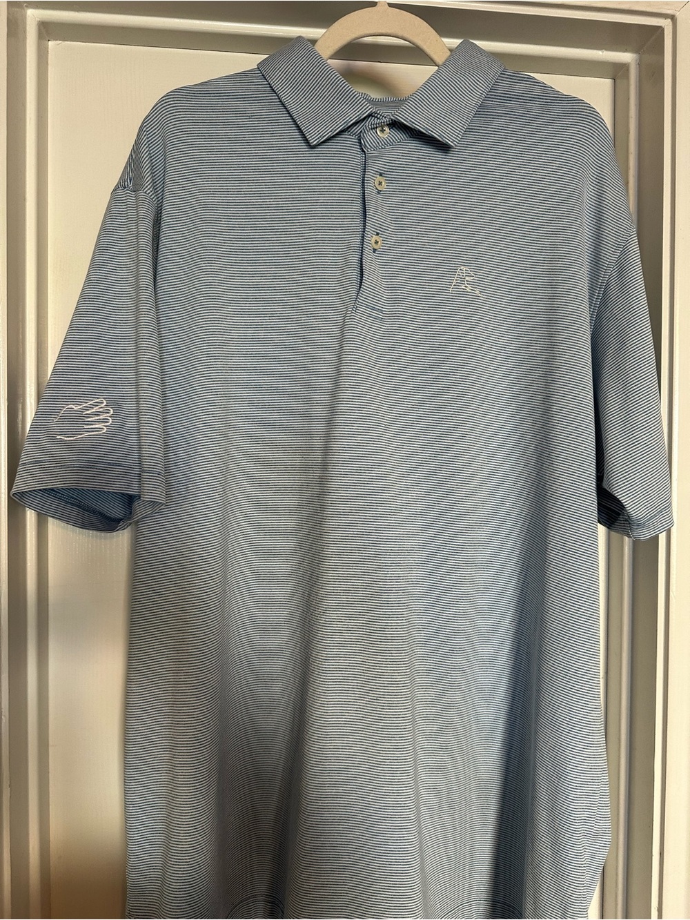 Rhoback Light Blue Micro-Stripe Performance Men’s Polo